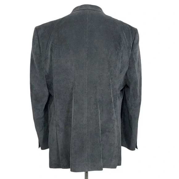 Alan Flusser Gray Corduroy Paisley Lined 2 Button Blazer Jacket Mens XL